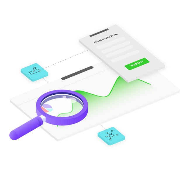 Graphic of reviewing data and client intake information