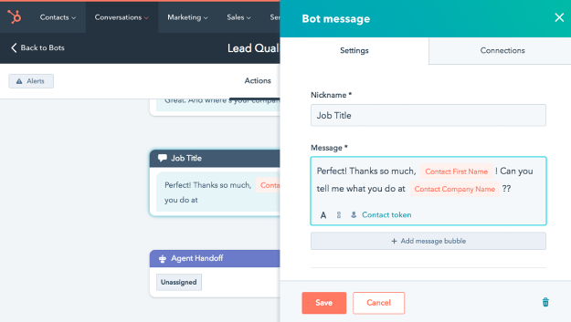 HubSpot ChatBot example