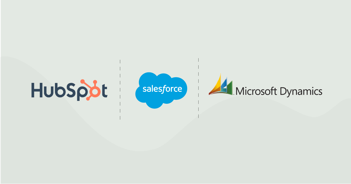 HubSpot, Salesforce and Dynamics logos.