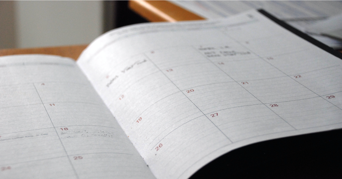 Blog editorial calendar on paper.