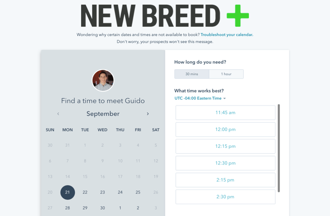 HubSpot meeting booking tool