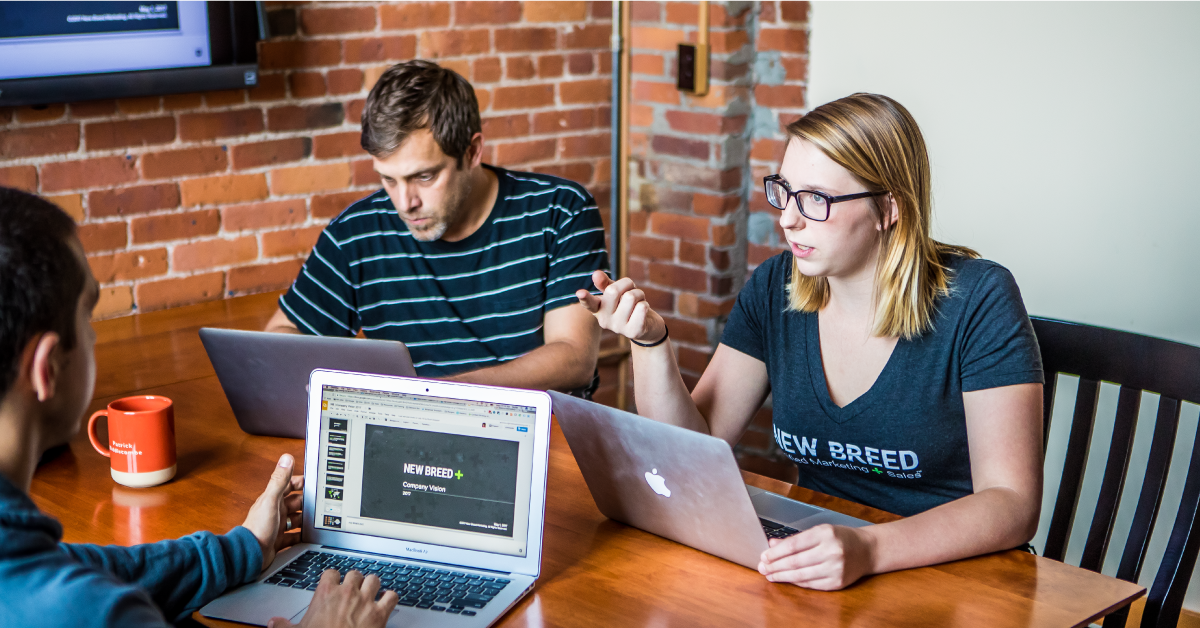 New Breed team discusses an inbound marketing audit.