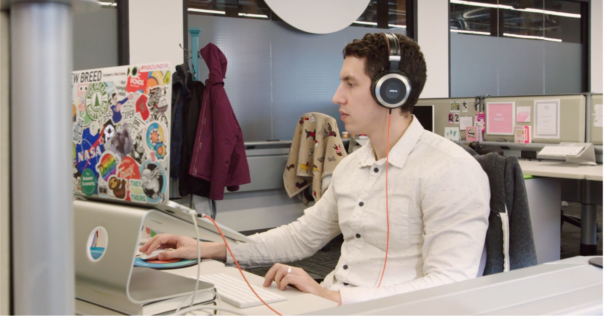 New Breed's Guido Bartolacci working at his computer.