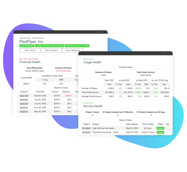 Product screenshots of Customer 360s in action