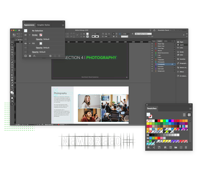 Screenshot of brand and visual design in Adobe.