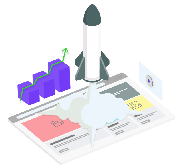 Graphic of a finalized website redesign launch