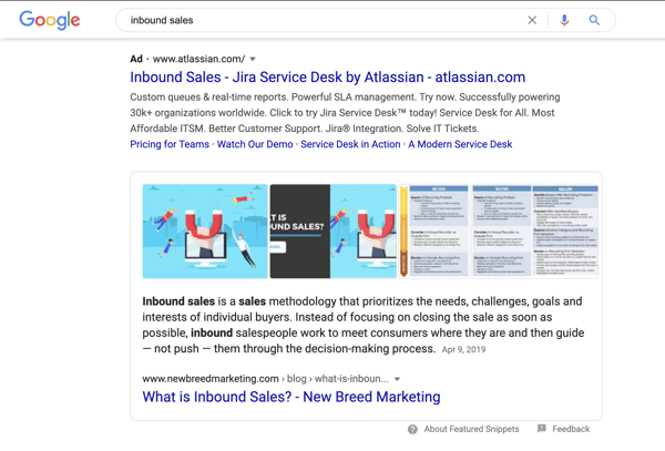 Featured snippet of New Breed for Inbound Sales
