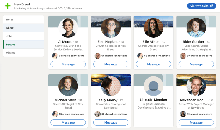 LinkedIn company profile people section. 