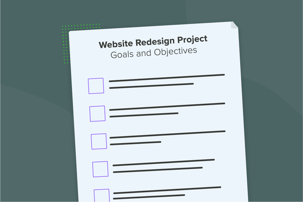 Graphic of website redesign project goals and objectives