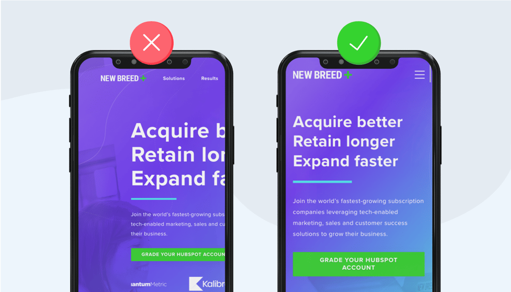 Example of a non-mobile friendly website