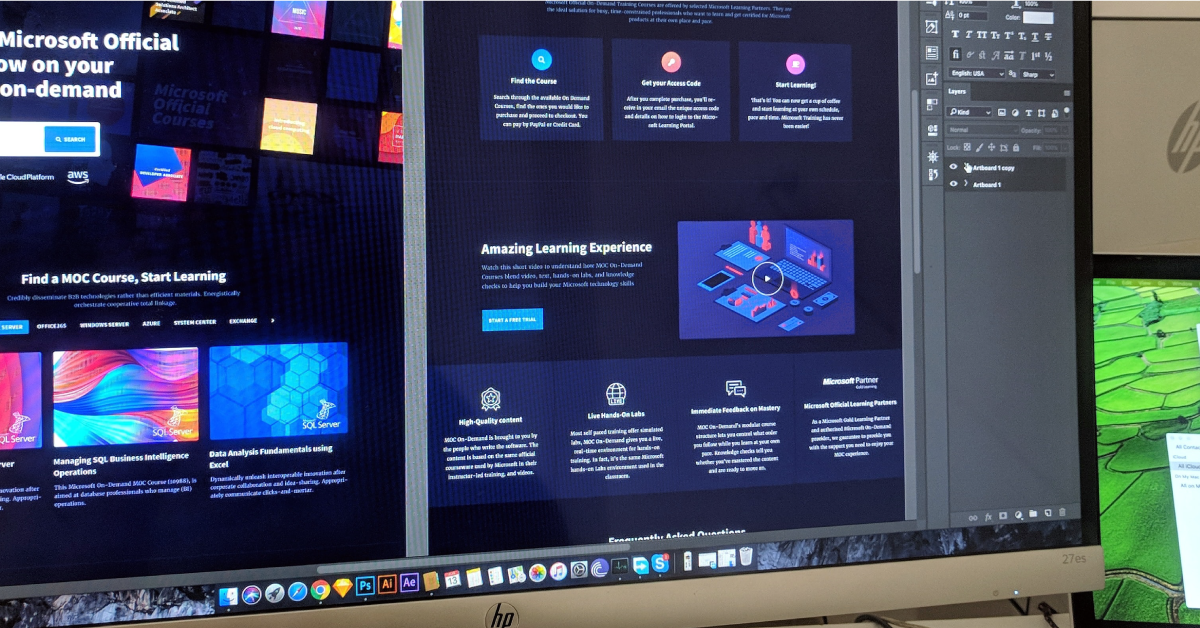 Web design elements being created in Photoshop