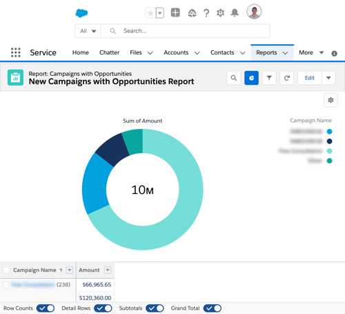 Salesforce report on campaign opportunities
