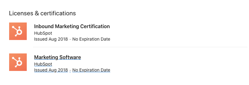 LinkedIn profile certifications