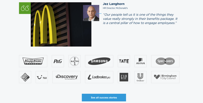 example of social proof on b2b website