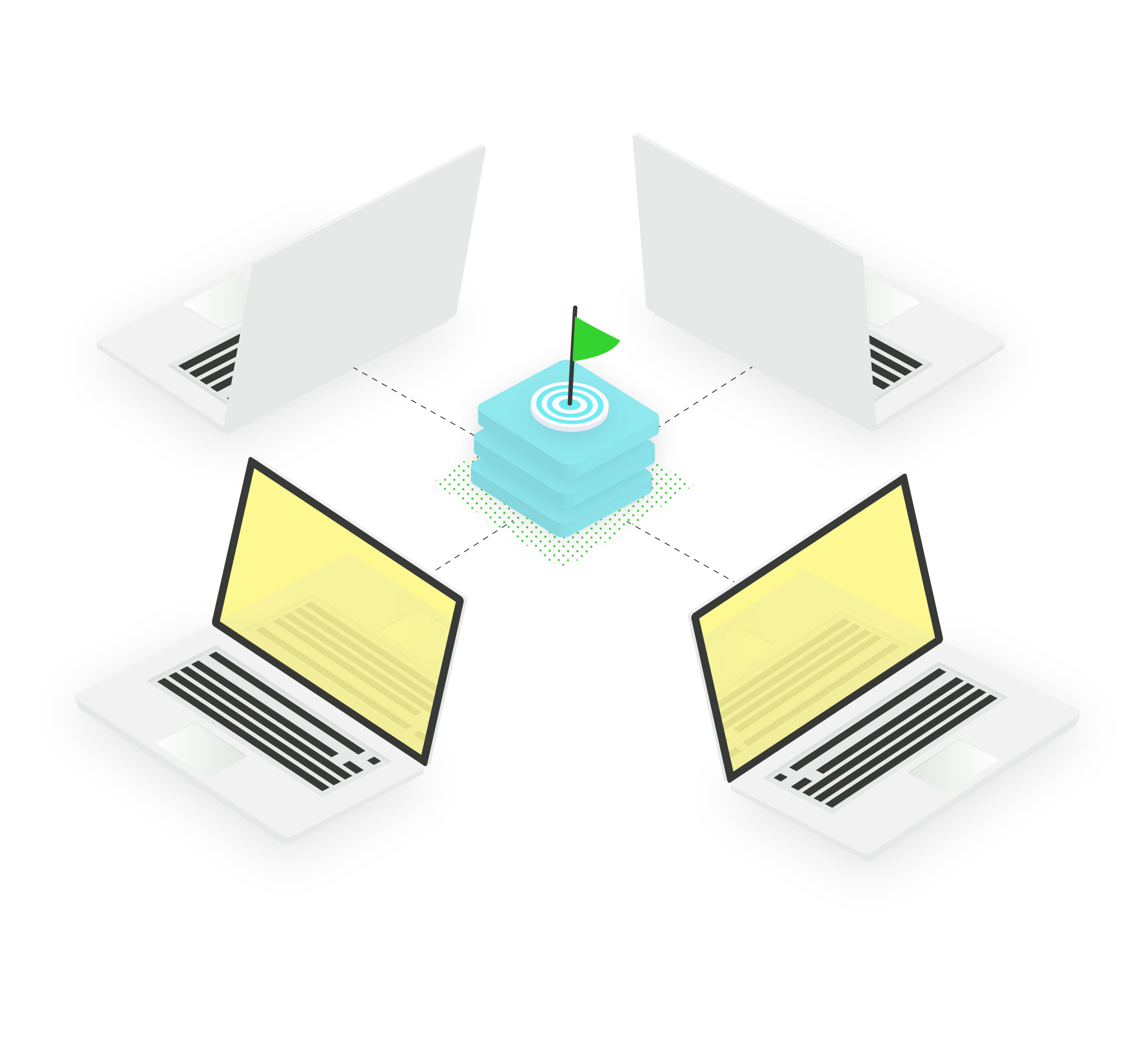 Graphic of laptops joining together for the workshop