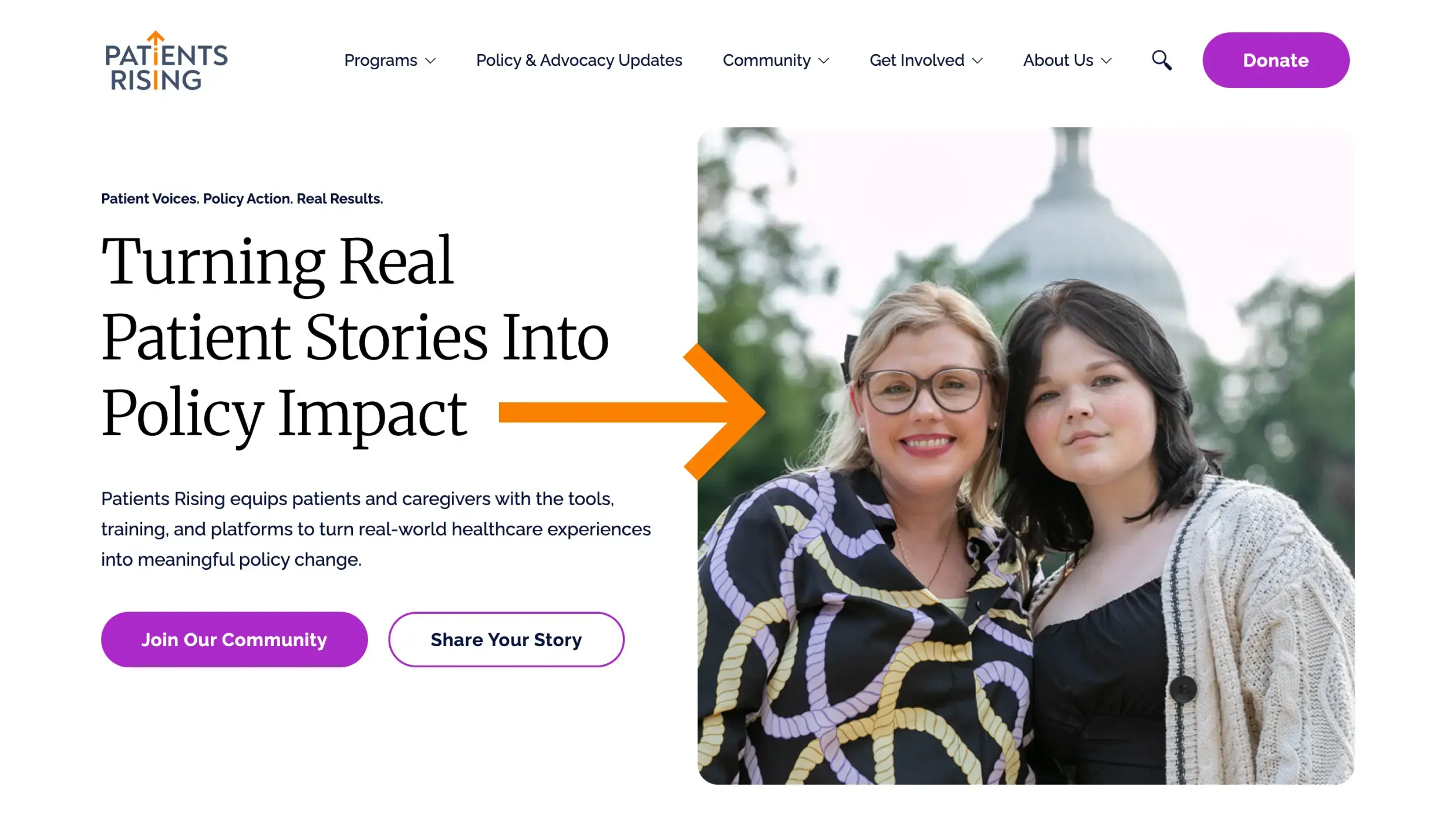 New Breed Website Examples | Patients Rising Hero Image