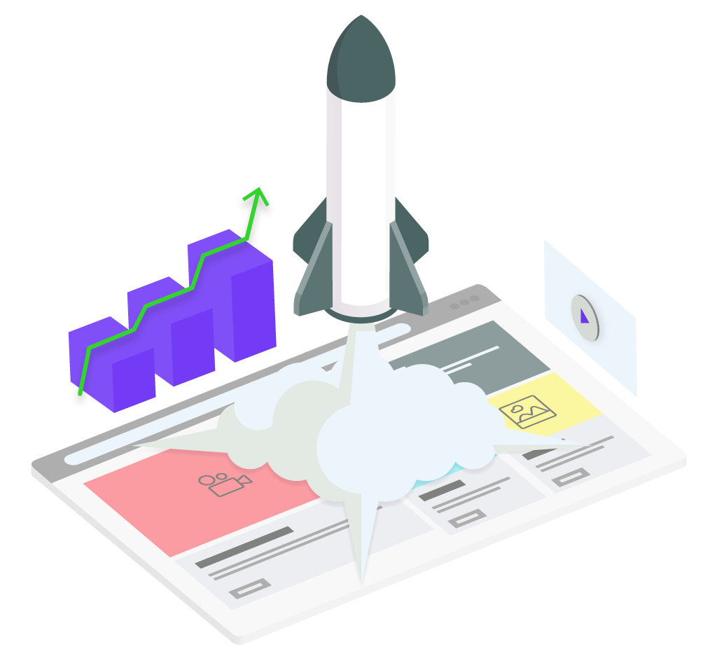 Graphic of a finalized website redesign launch