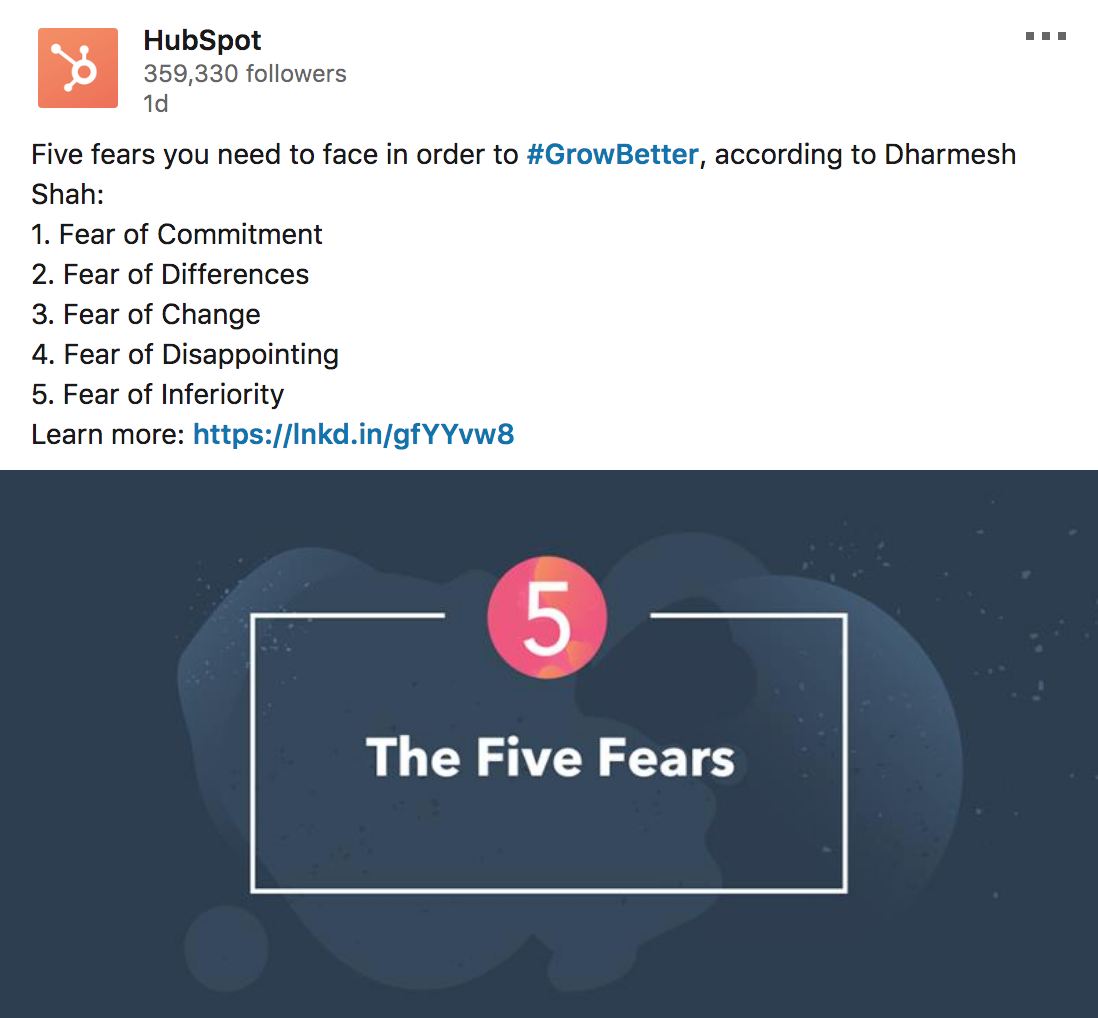 hubspot_five_fears_post_example